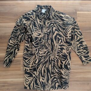 ICHI Zebra Print Longline Tunic Shirt – Size 36 (Sample Piece)